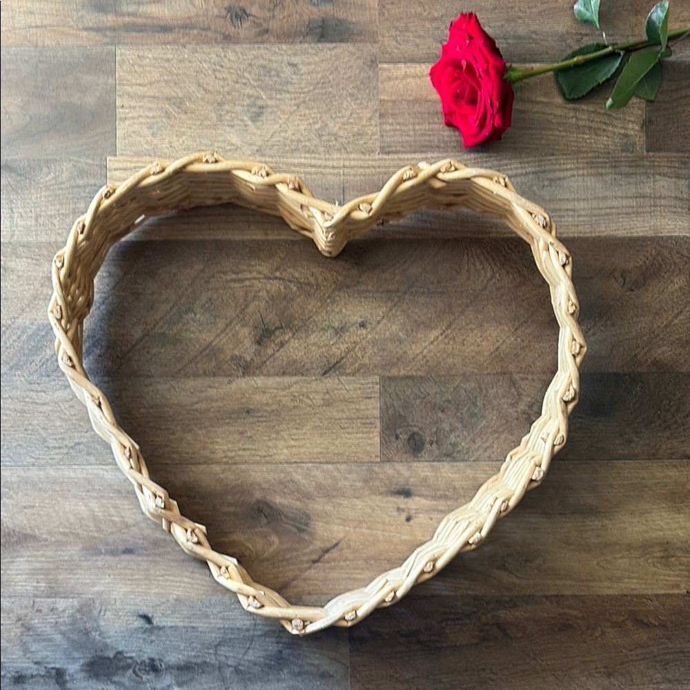 Heart-Shaped Wicker Basket wall accent decor